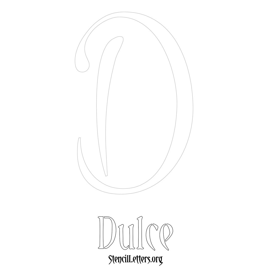 Dulce printable name initial stencil in Vintage Brush Lettering