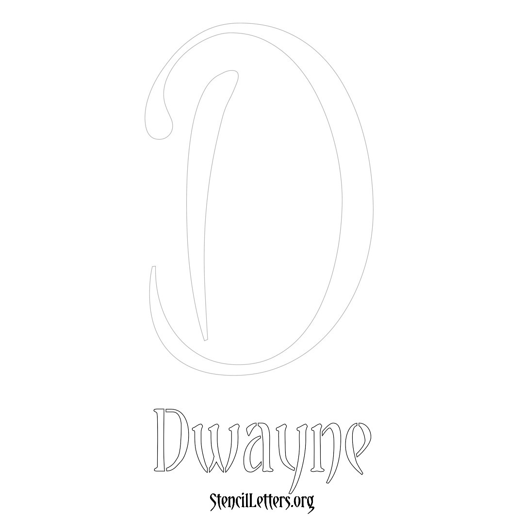 Dwayne printable name initial stencil in Vintage Brush Lettering