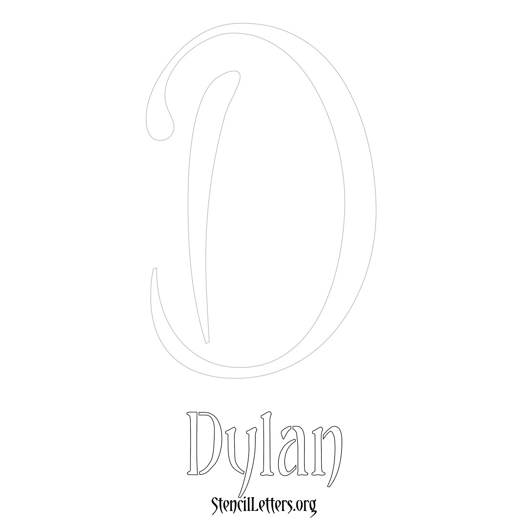 Dylan printable name initial stencil in Vintage Brush Lettering