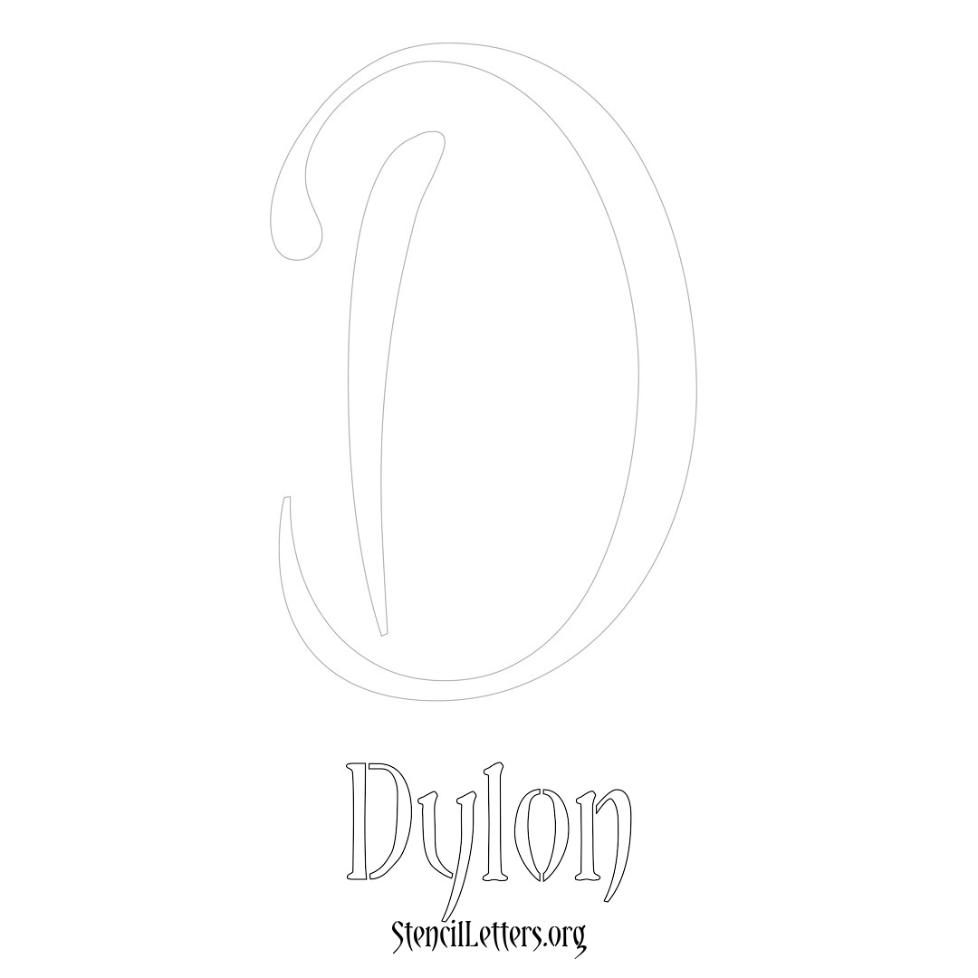 Dylon printable name initial stencil in Vintage Brush Lettering
