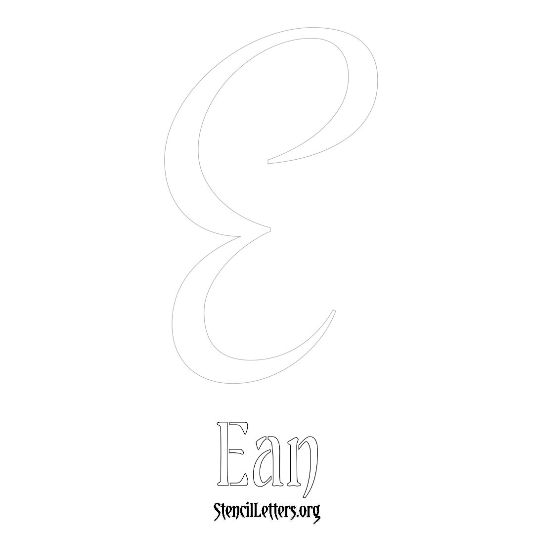 Ean printable name initial stencil in Vintage Brush Lettering