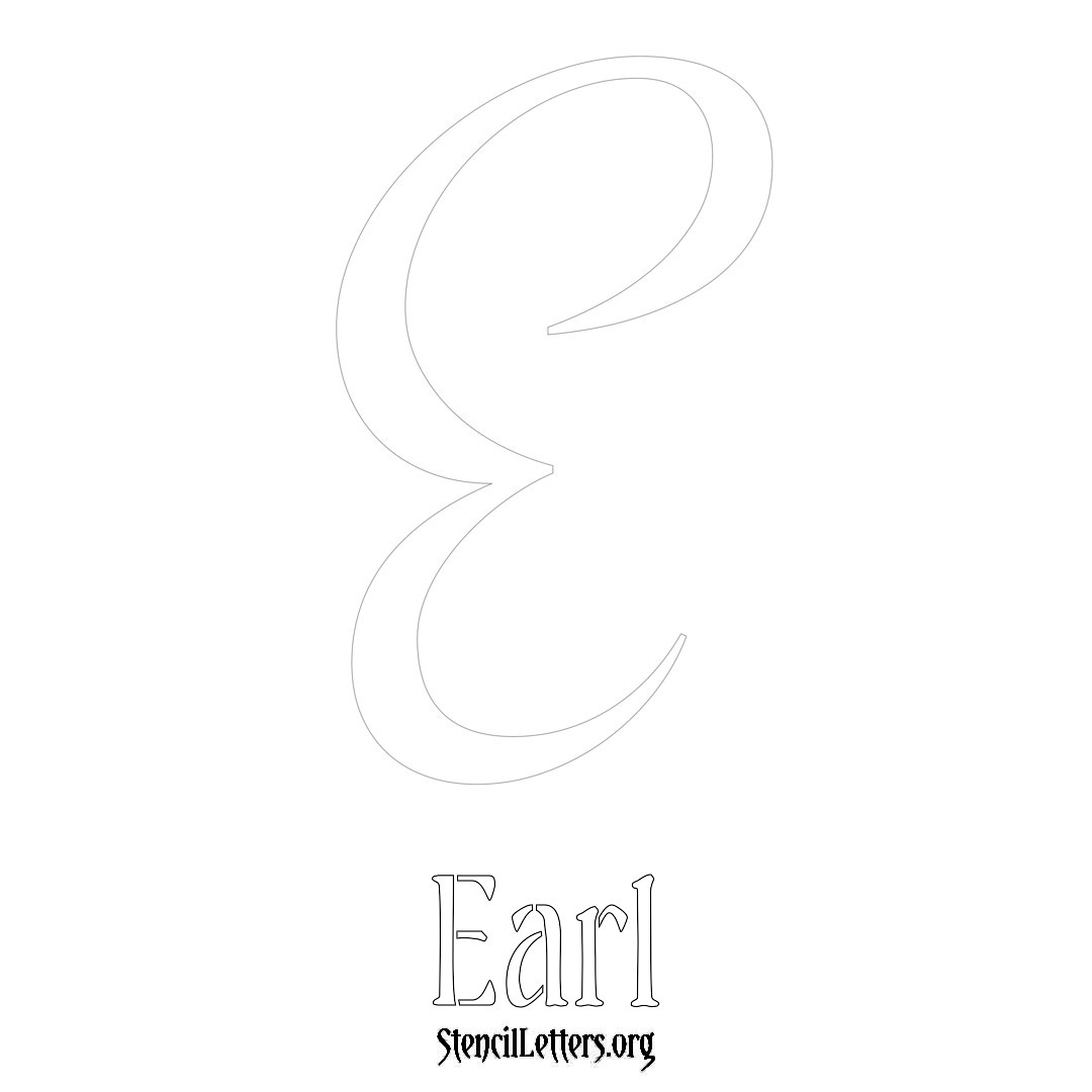 Earl printable name initial stencil in Vintage Brush Lettering