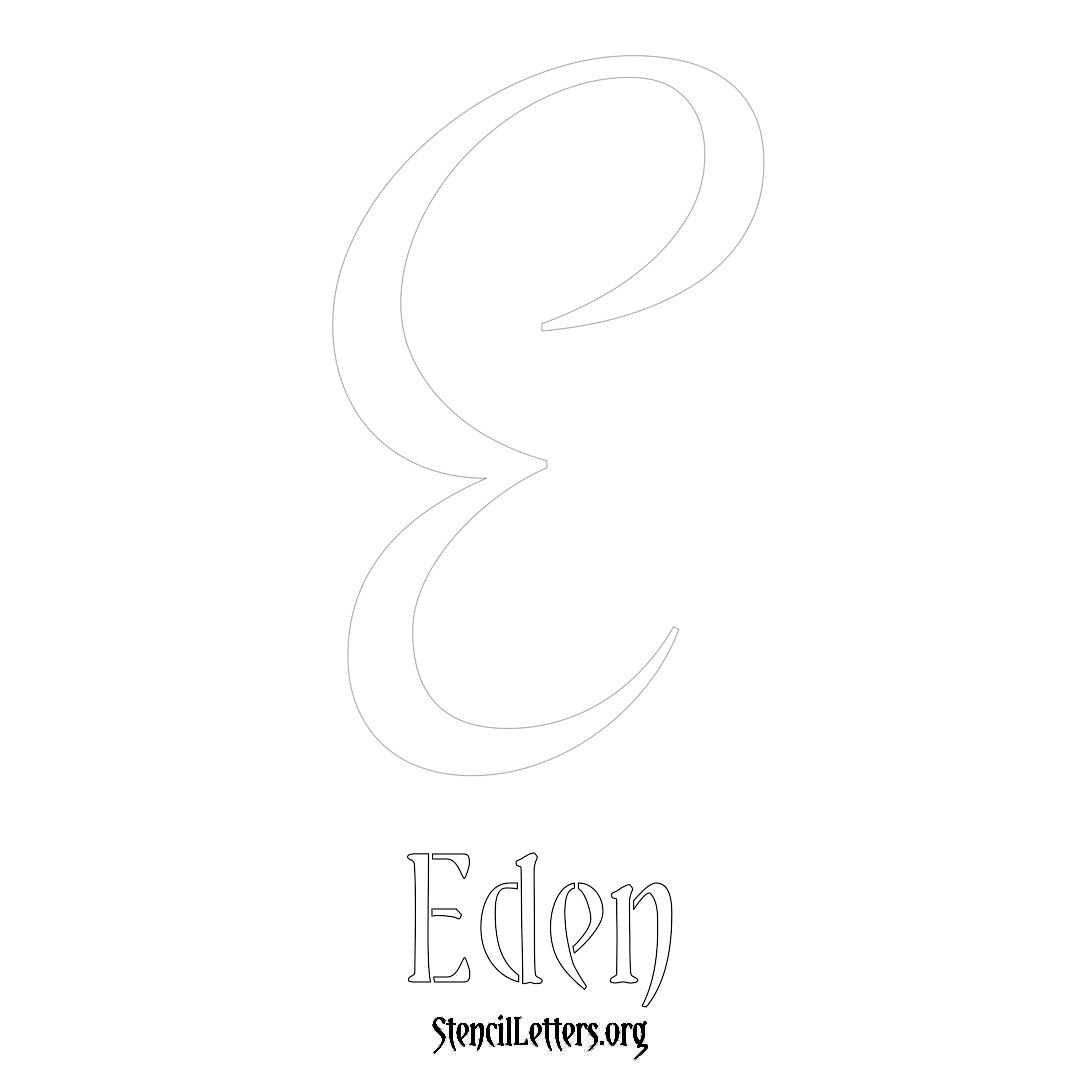 Eden printable name initial stencil in Vintage Brush Lettering