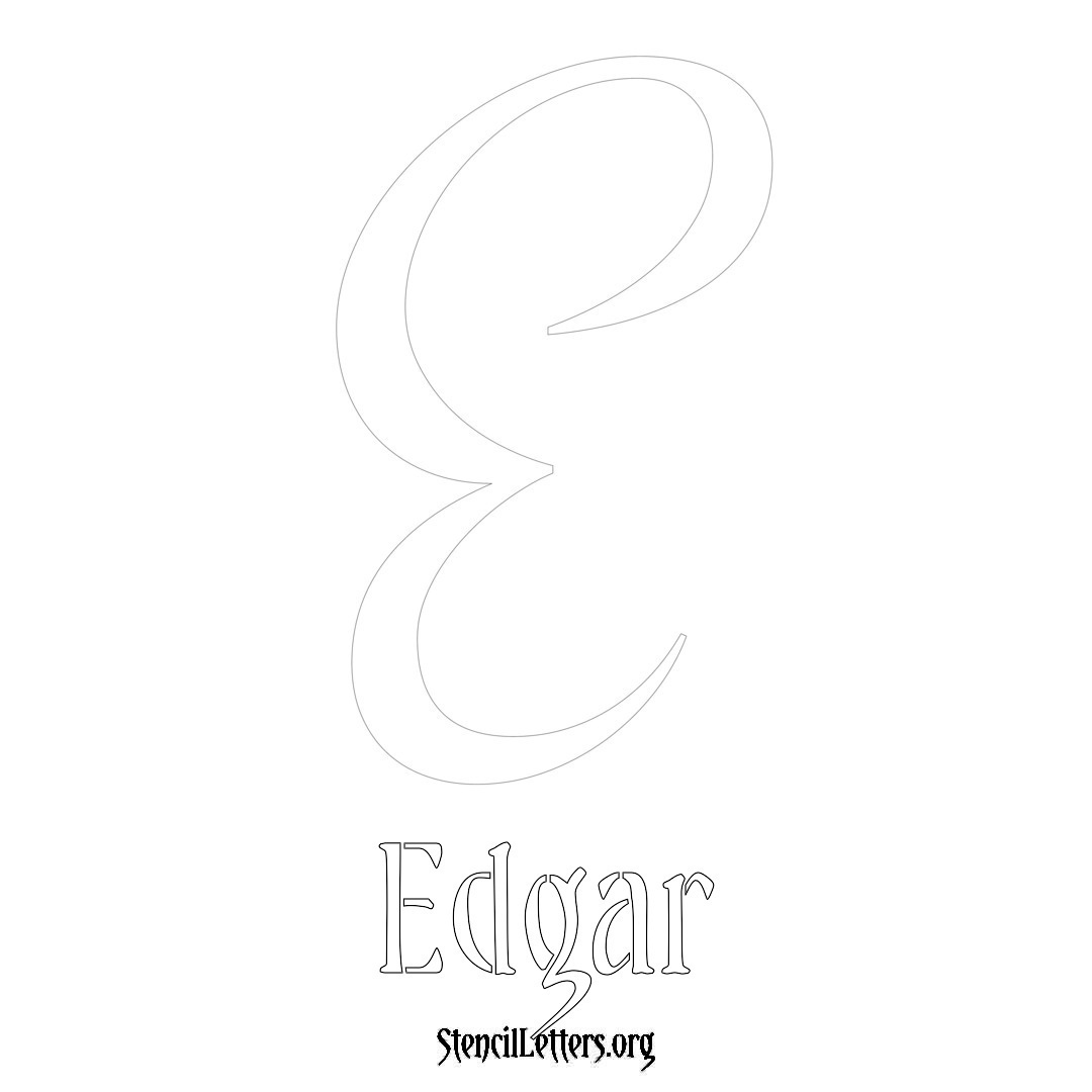 Edgar printable name initial stencil in Vintage Brush Lettering