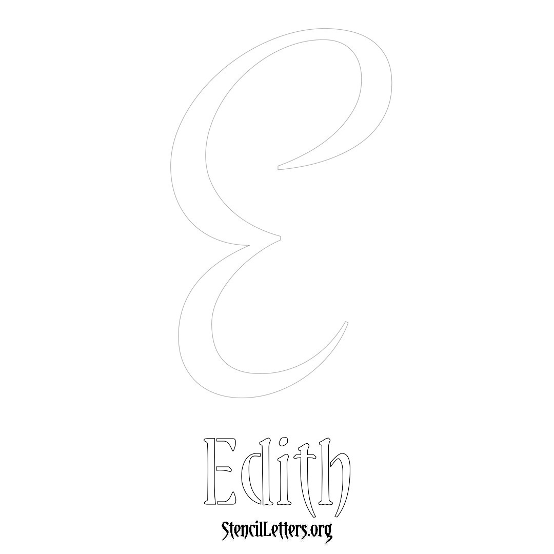 Edith printable name initial stencil in Vintage Brush Lettering