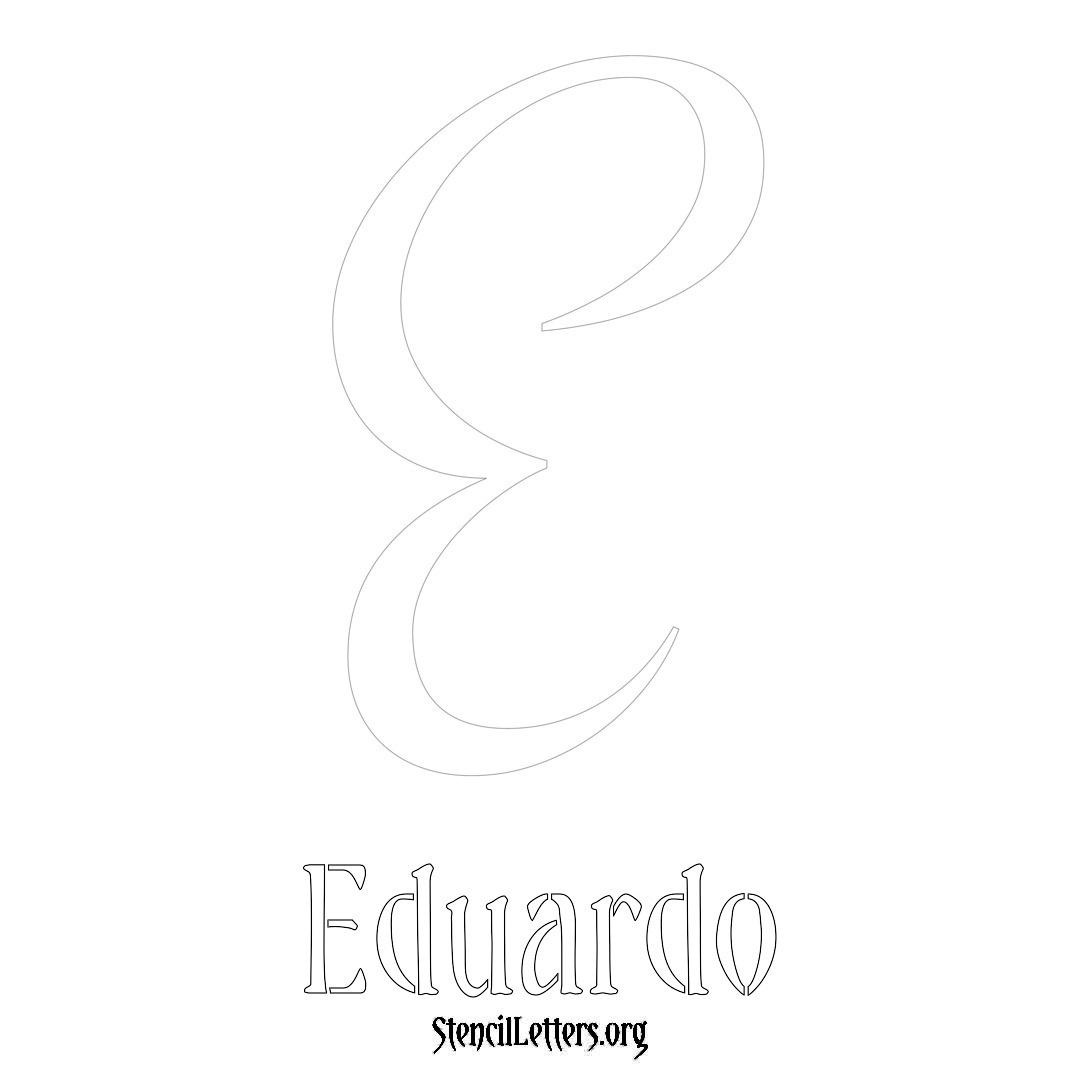 Eduardo printable name initial stencil in Vintage Brush Lettering