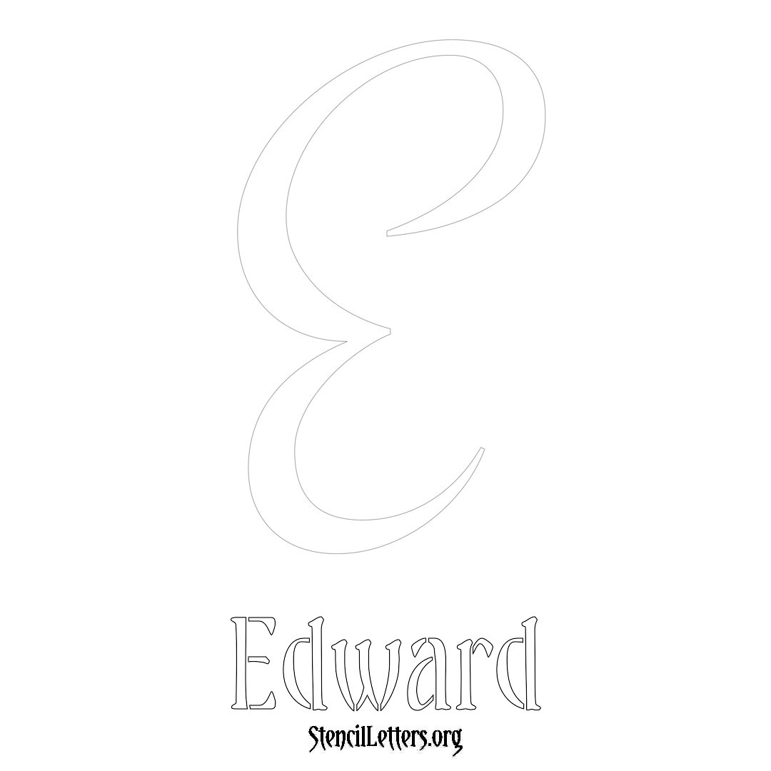 Edward printable name initial stencil in Vintage Brush Lettering