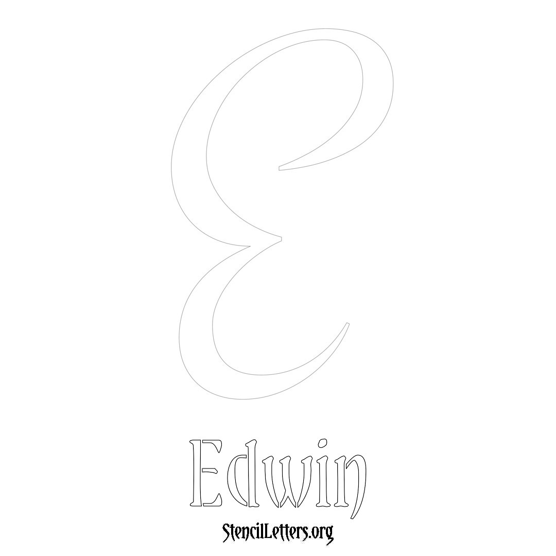 Edwin printable name initial stencil in Vintage Brush Lettering
