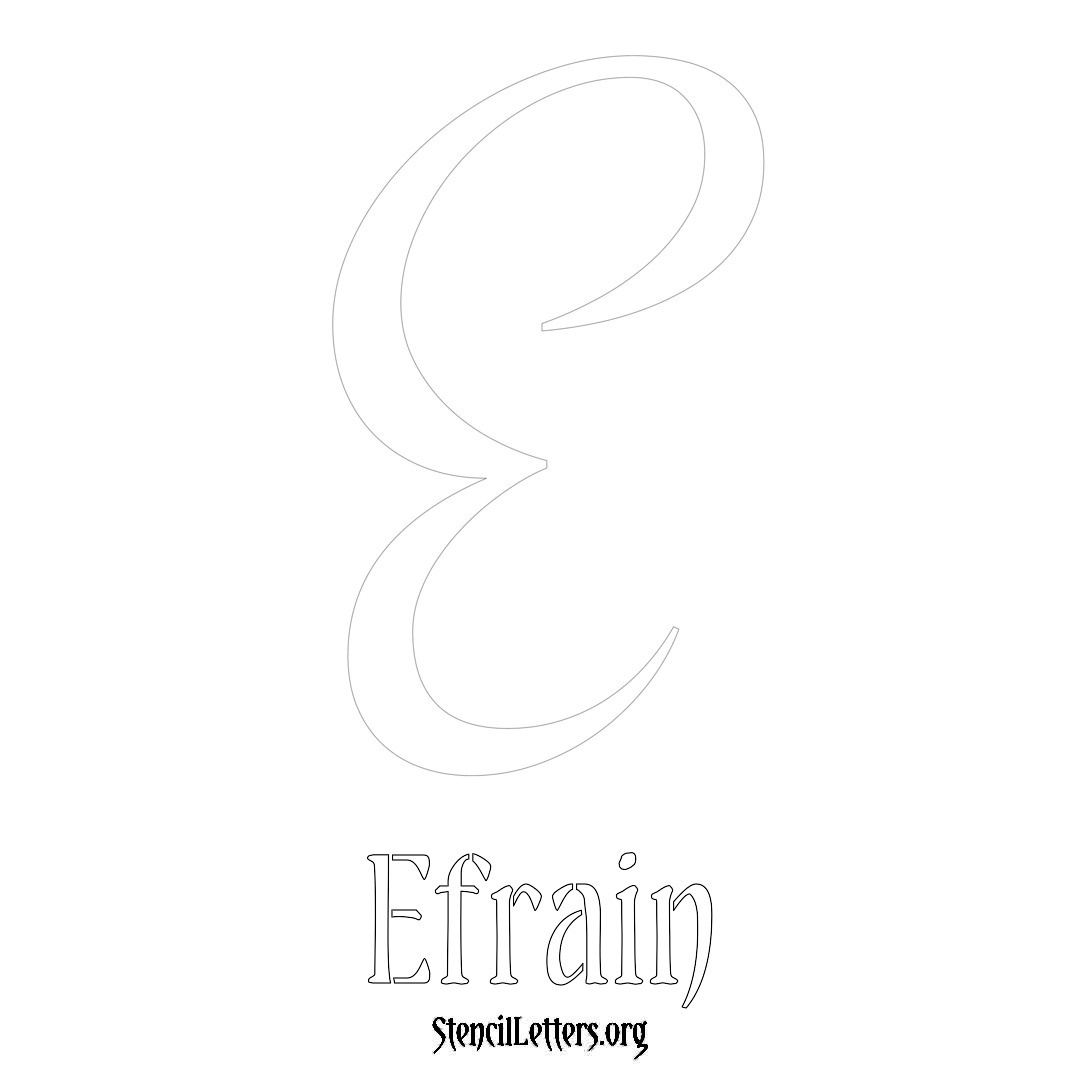 Efrain printable name initial stencil in Vintage Brush Lettering