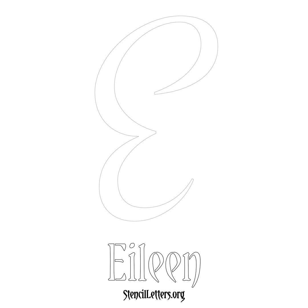 Eileen printable name initial stencil in Vintage Brush Lettering