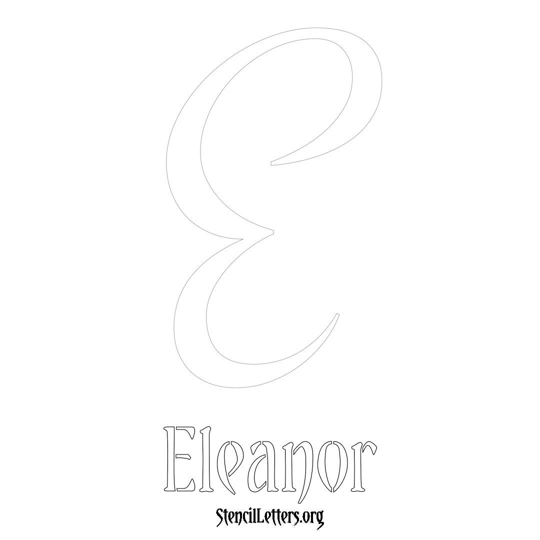 Eleanor printable name initial stencil in Vintage Brush Lettering