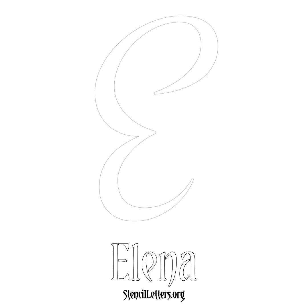 Elena printable name initial stencil in Vintage Brush Lettering