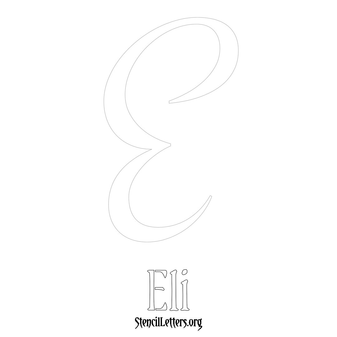 Eli printable name initial stencil in Vintage Brush Lettering