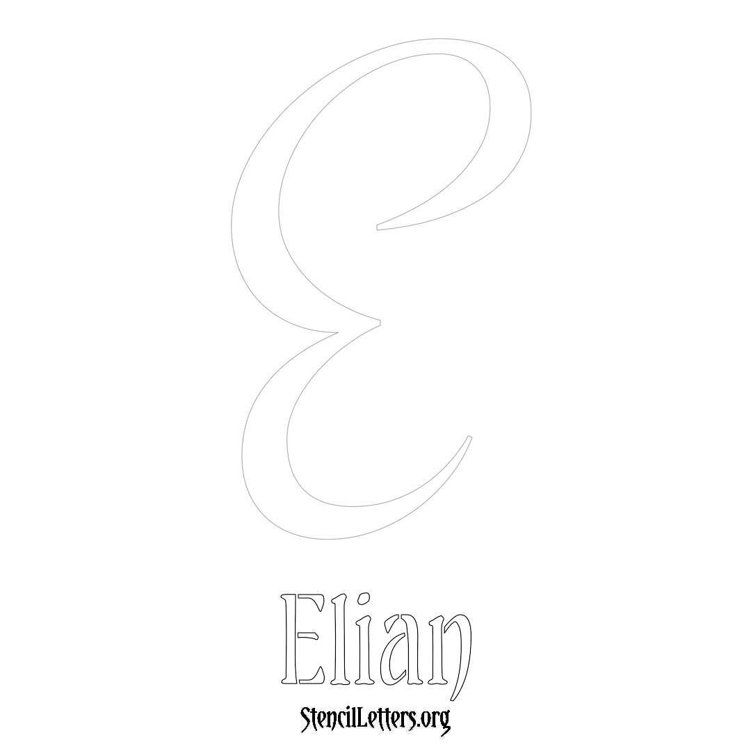 Elian printable name initial stencil in Vintage Brush Lettering