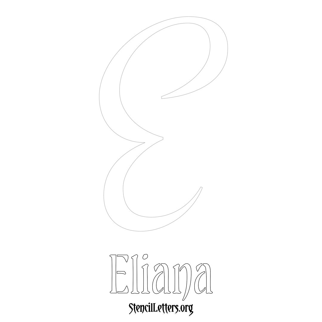 Eliana printable name initial stencil in Vintage Brush Lettering