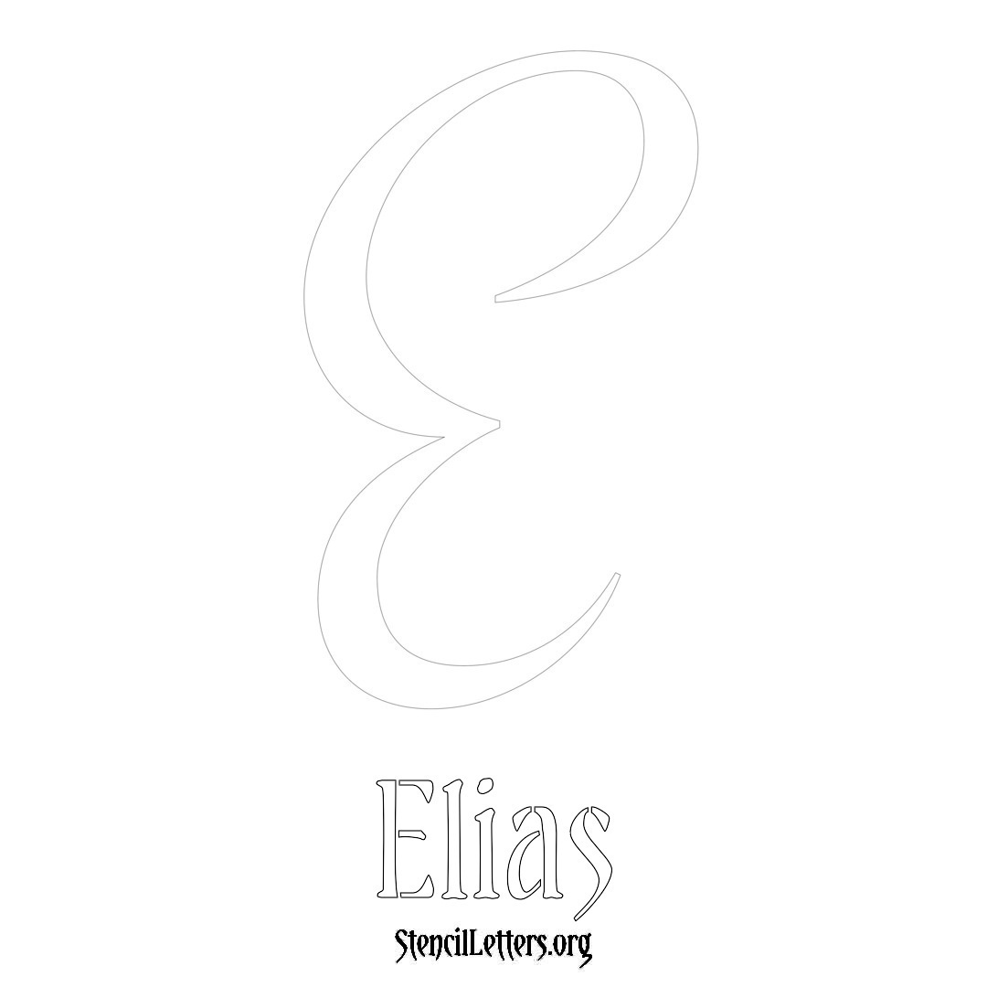 Elias printable name initial stencil in Vintage Brush Lettering