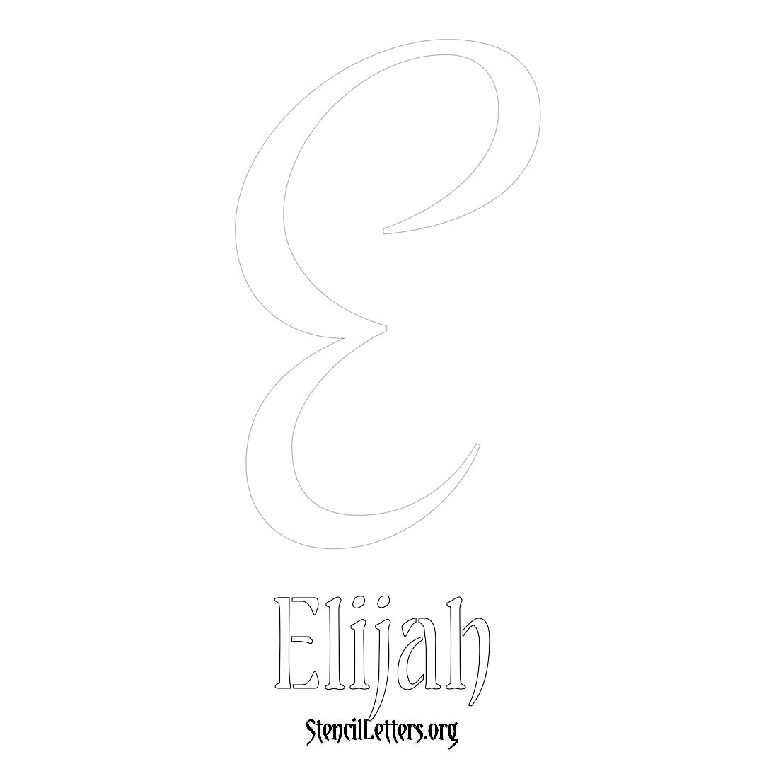 Elijah printable name initial stencil in Vintage Brush Lettering