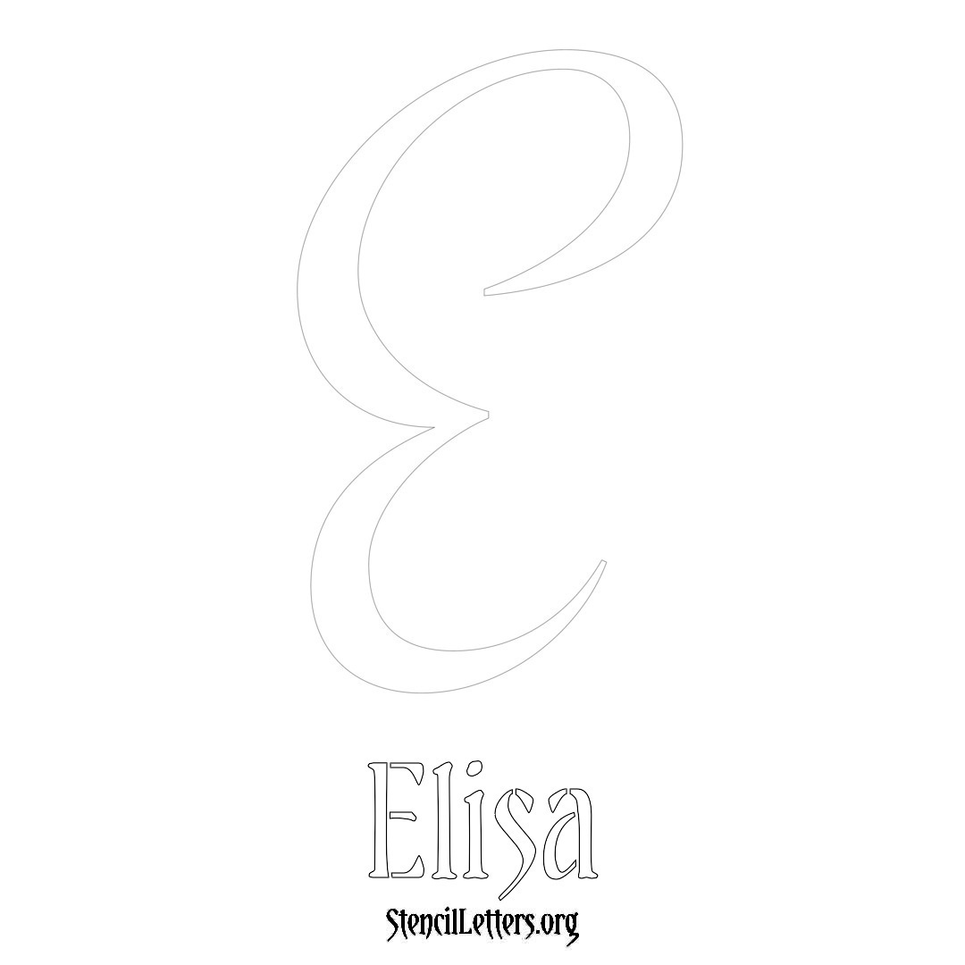 Elisa printable name initial stencil in Vintage Brush Lettering