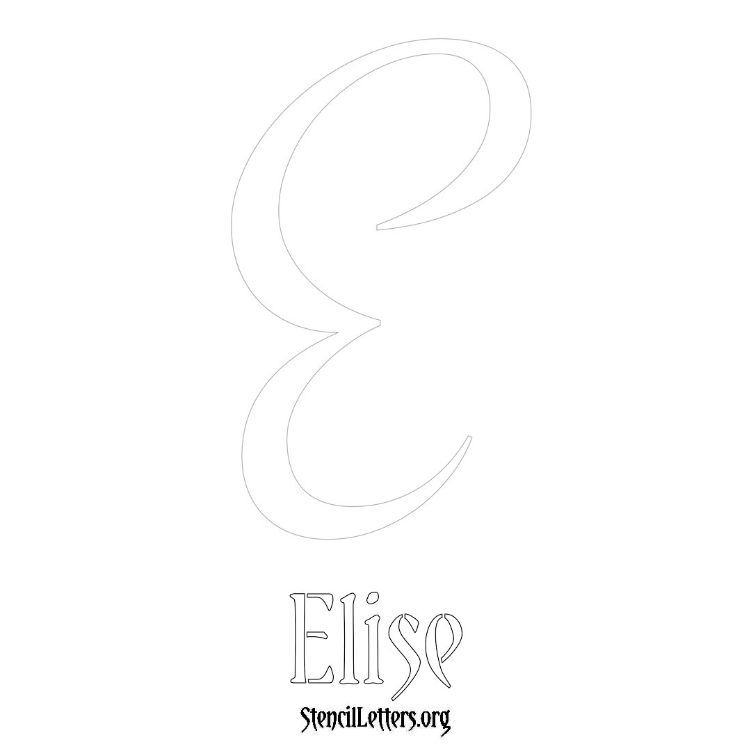 Elise printable name initial stencil in Vintage Brush Lettering