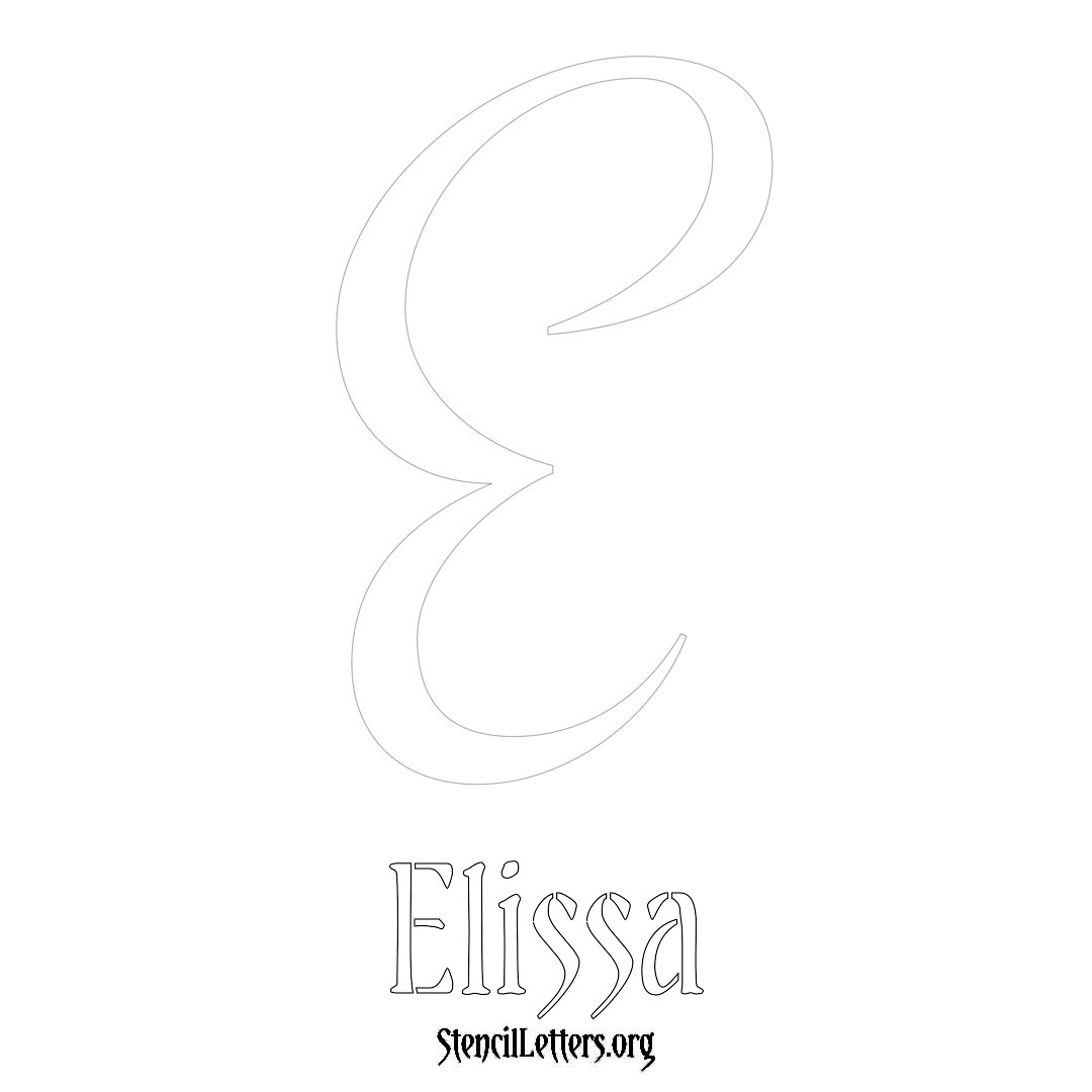 Elissa printable name initial stencil in Vintage Brush Lettering