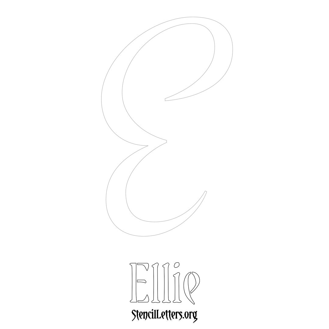 Ellie printable name initial stencil in Vintage Brush Lettering