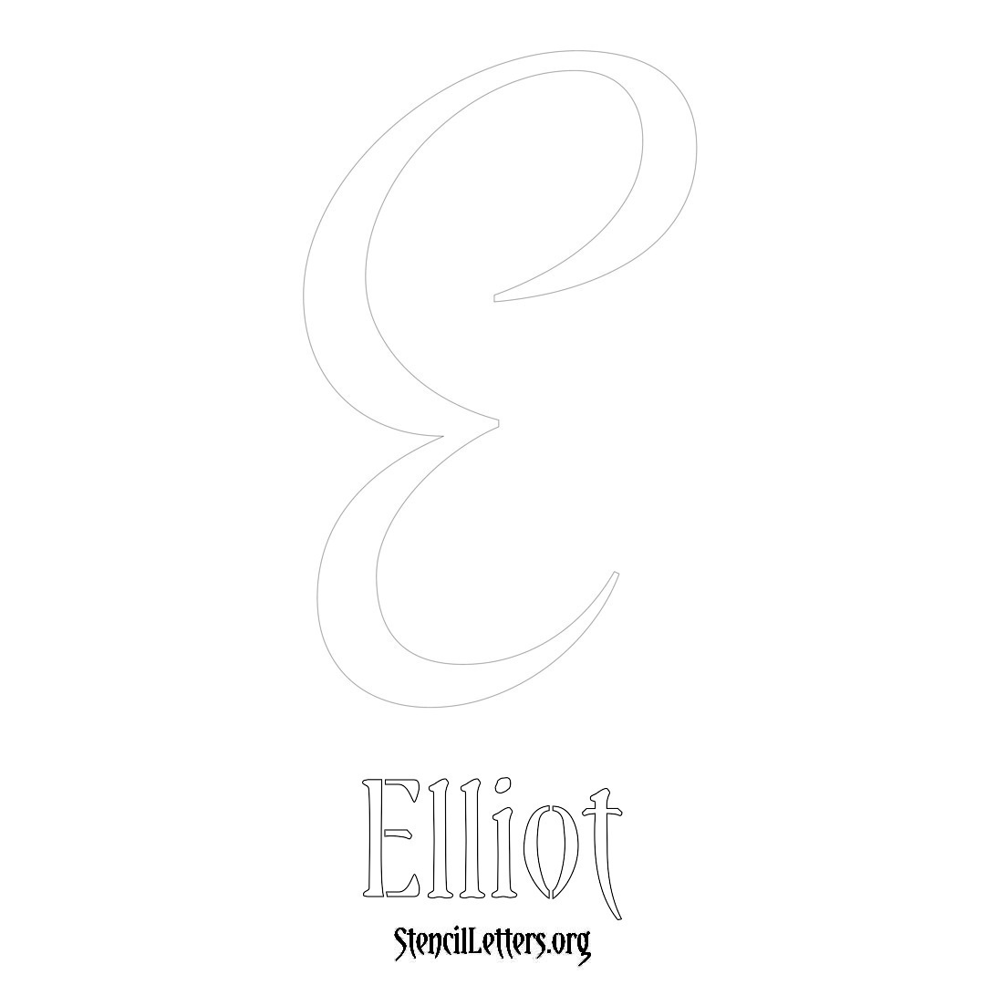 Elliot printable name initial stencil in Vintage Brush Lettering