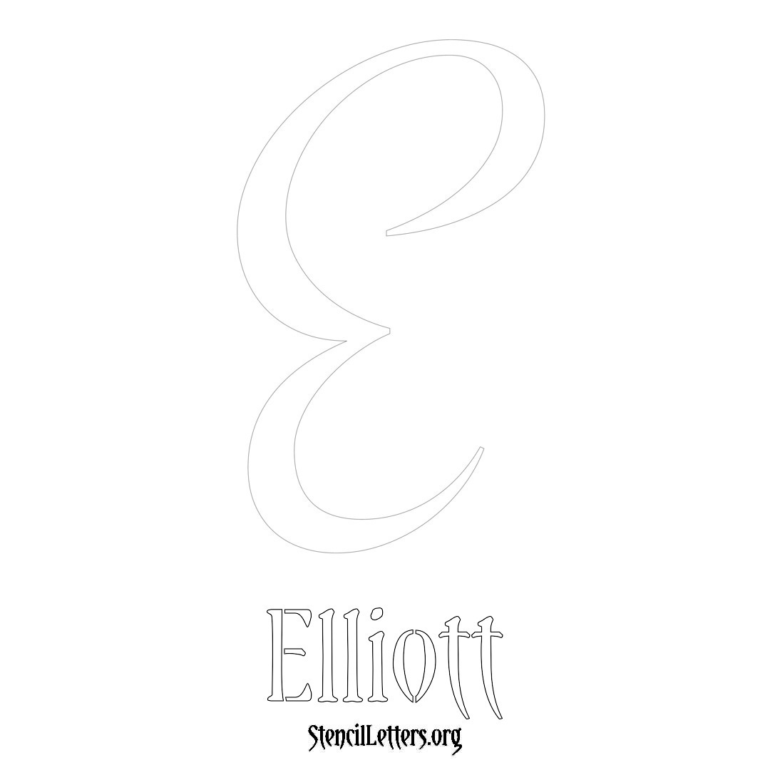 Elliott printable name initial stencil in Vintage Brush Lettering