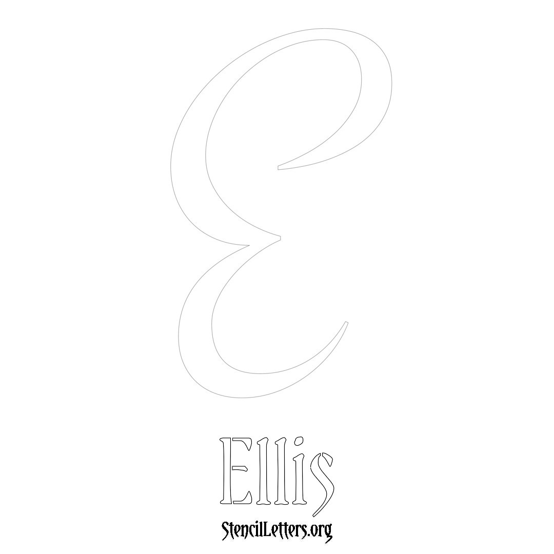 Ellis printable name initial stencil in Vintage Brush Lettering