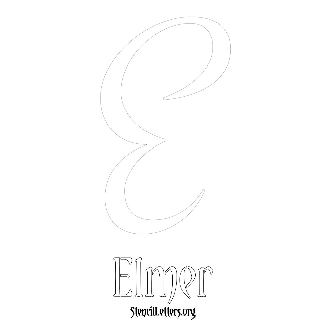 Elmer printable name initial stencil in Vintage Brush Lettering
