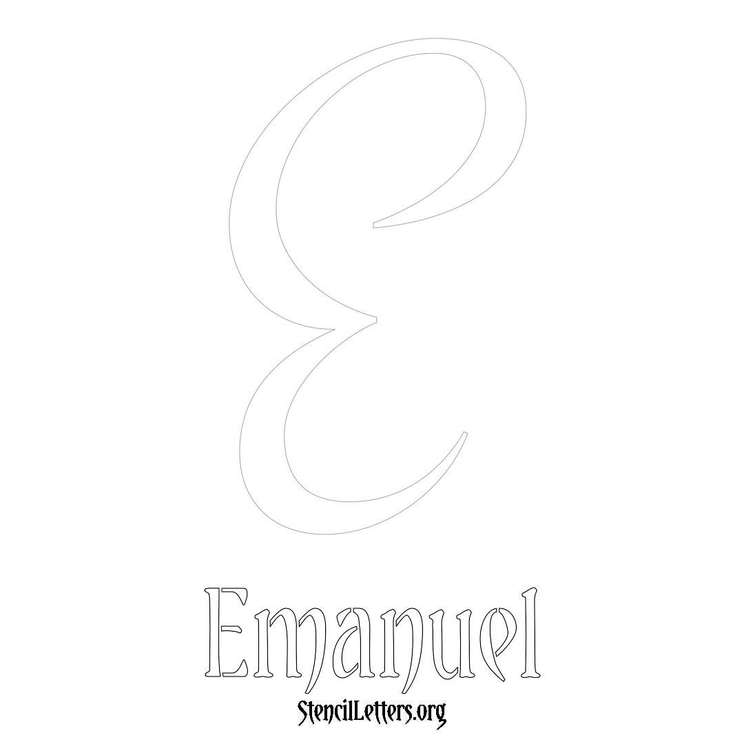 Emanuel printable name initial stencil in Vintage Brush Lettering