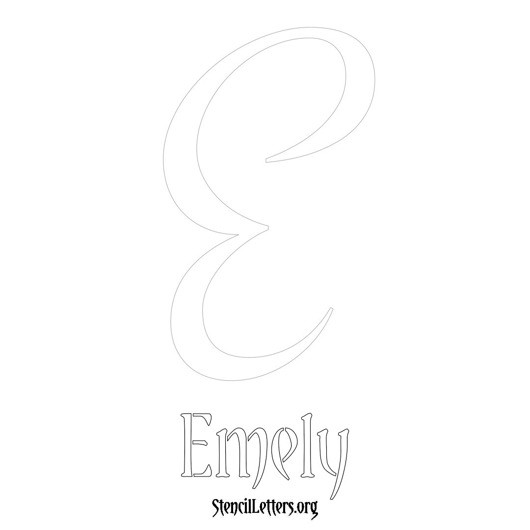Emely printable name initial stencil in Vintage Brush Lettering