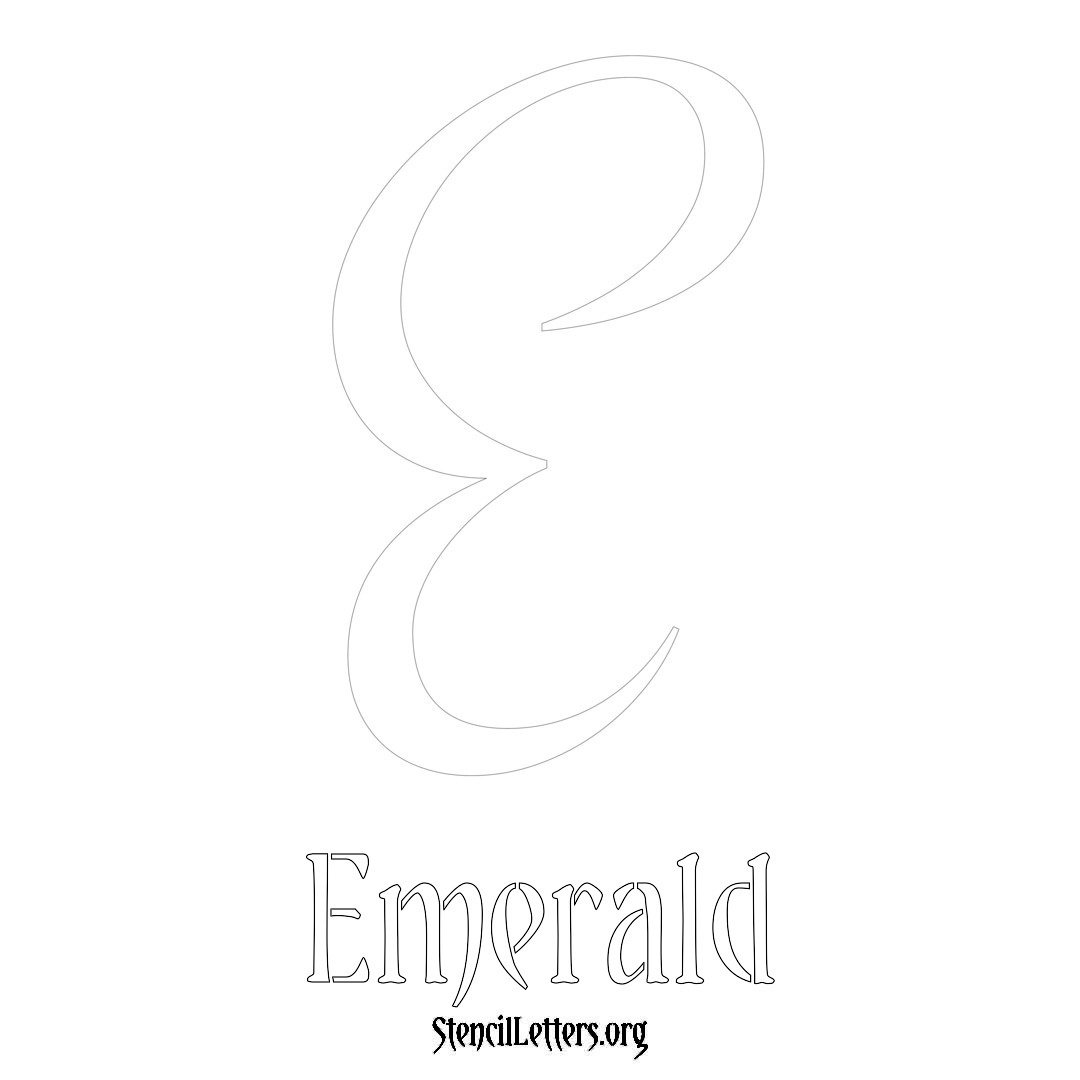 Emerald printable name initial stencil in Vintage Brush Lettering