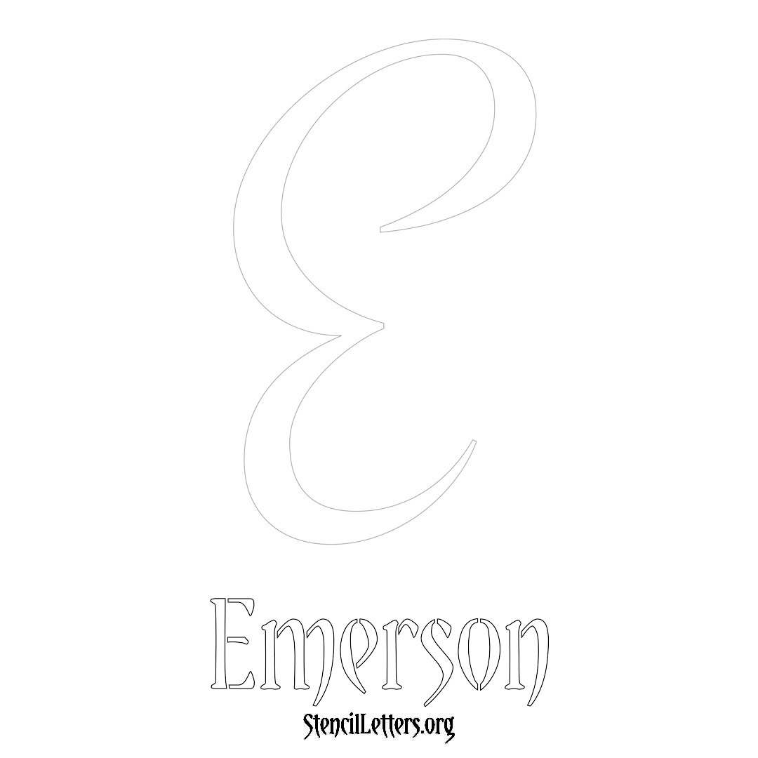 Emerson printable name initial stencil in Vintage Brush Lettering