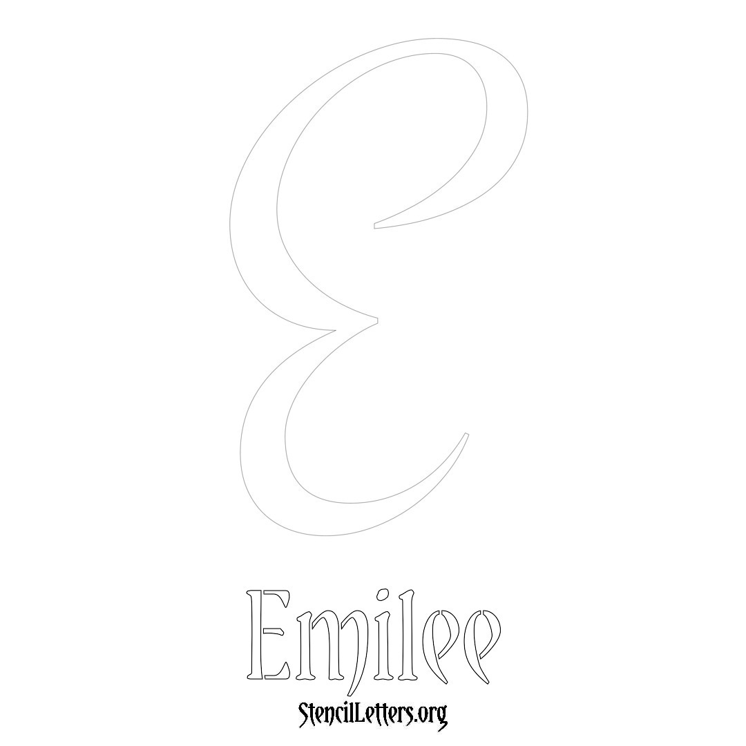 Emilee printable name initial stencil in Vintage Brush Lettering
