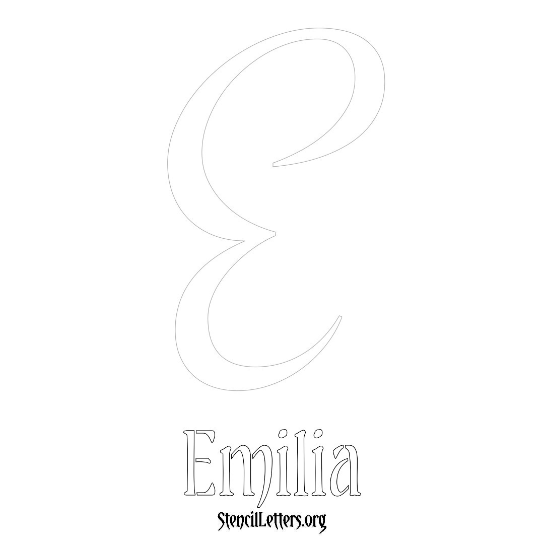 Emilia printable name initial stencil in Vintage Brush Lettering