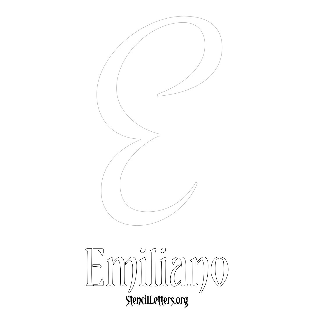 Emiliano printable name initial stencil in Vintage Brush Lettering