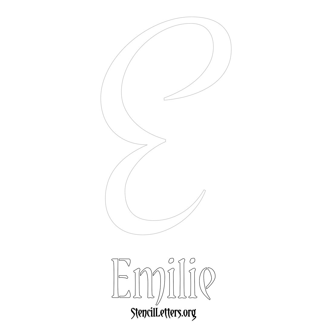 Emilie printable name initial stencil in Vintage Brush Lettering