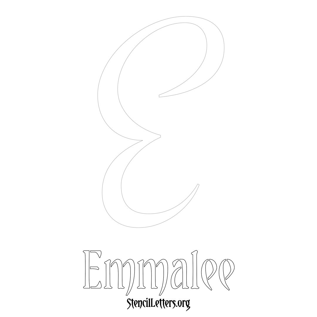 Emmalee printable name initial stencil in Vintage Brush Lettering