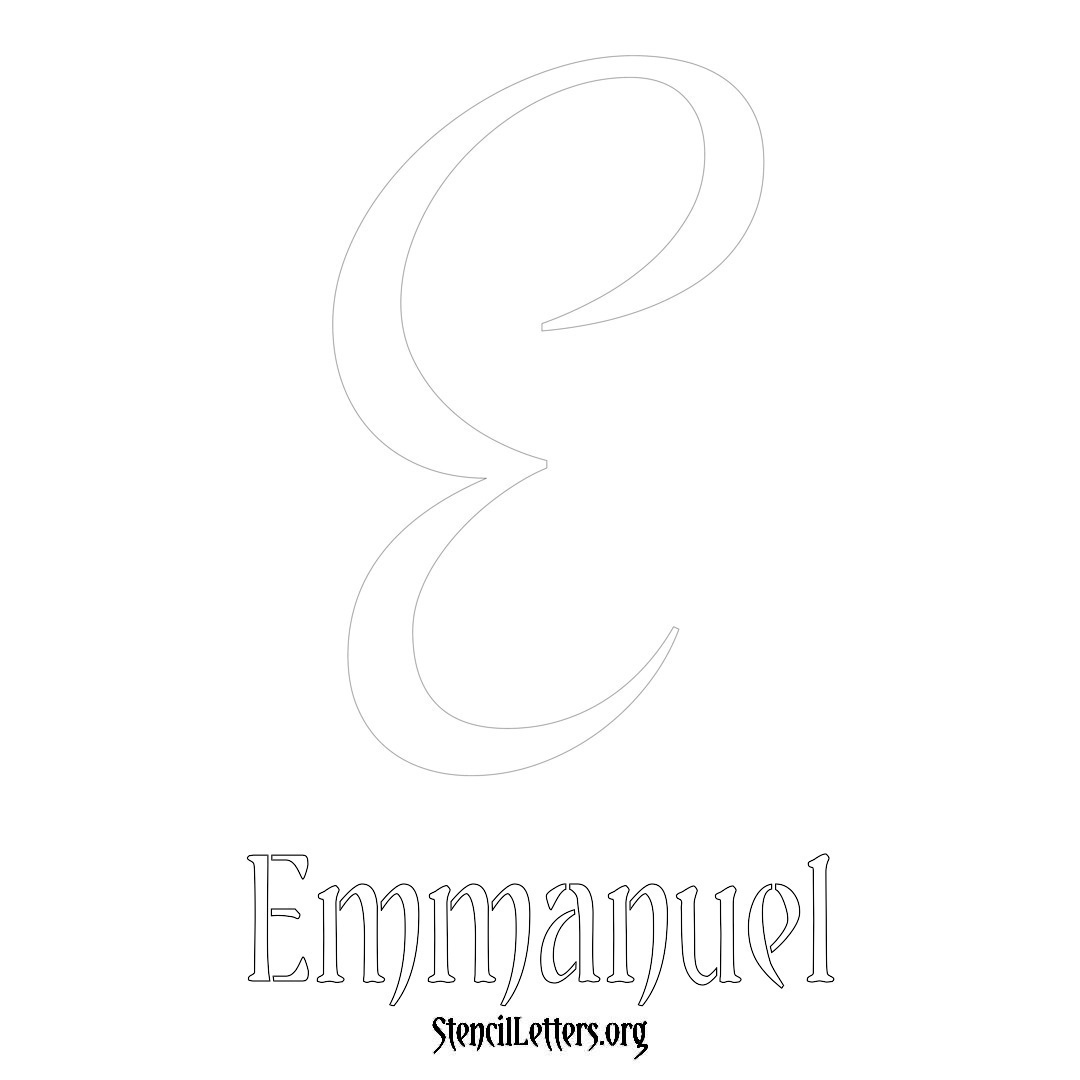 Emmanuel printable name initial stencil in Vintage Brush Lettering