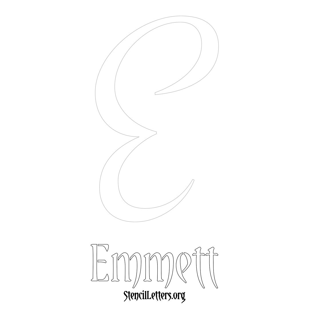 Emmett printable name initial stencil in Vintage Brush Lettering