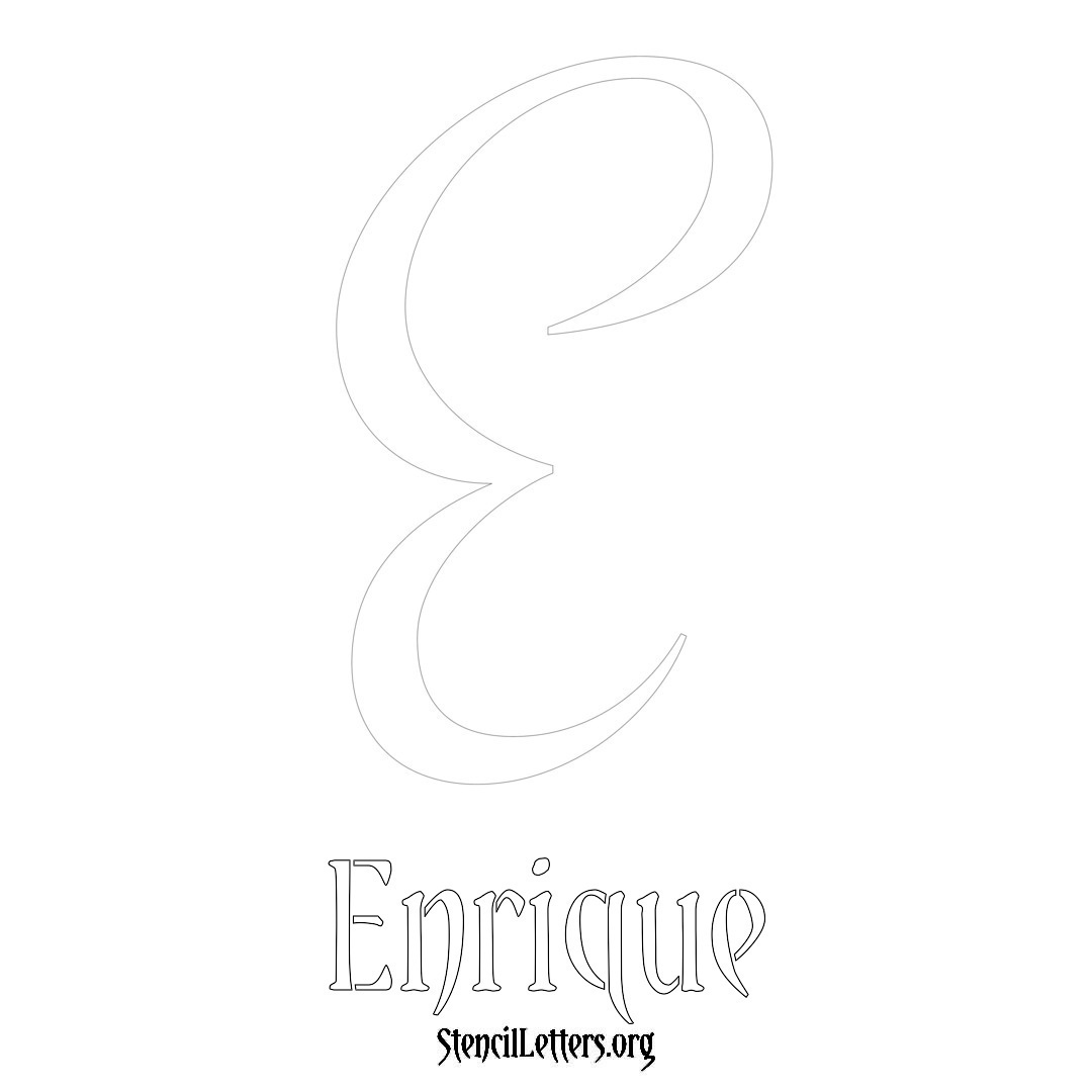 Enrique printable name initial stencil in Vintage Brush Lettering