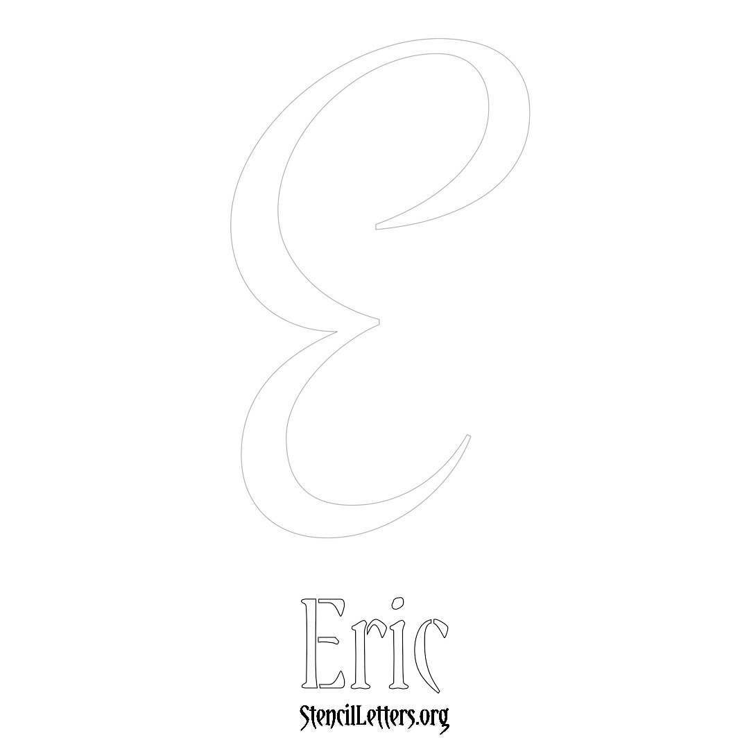 Eric printable name initial stencil in Vintage Brush Lettering