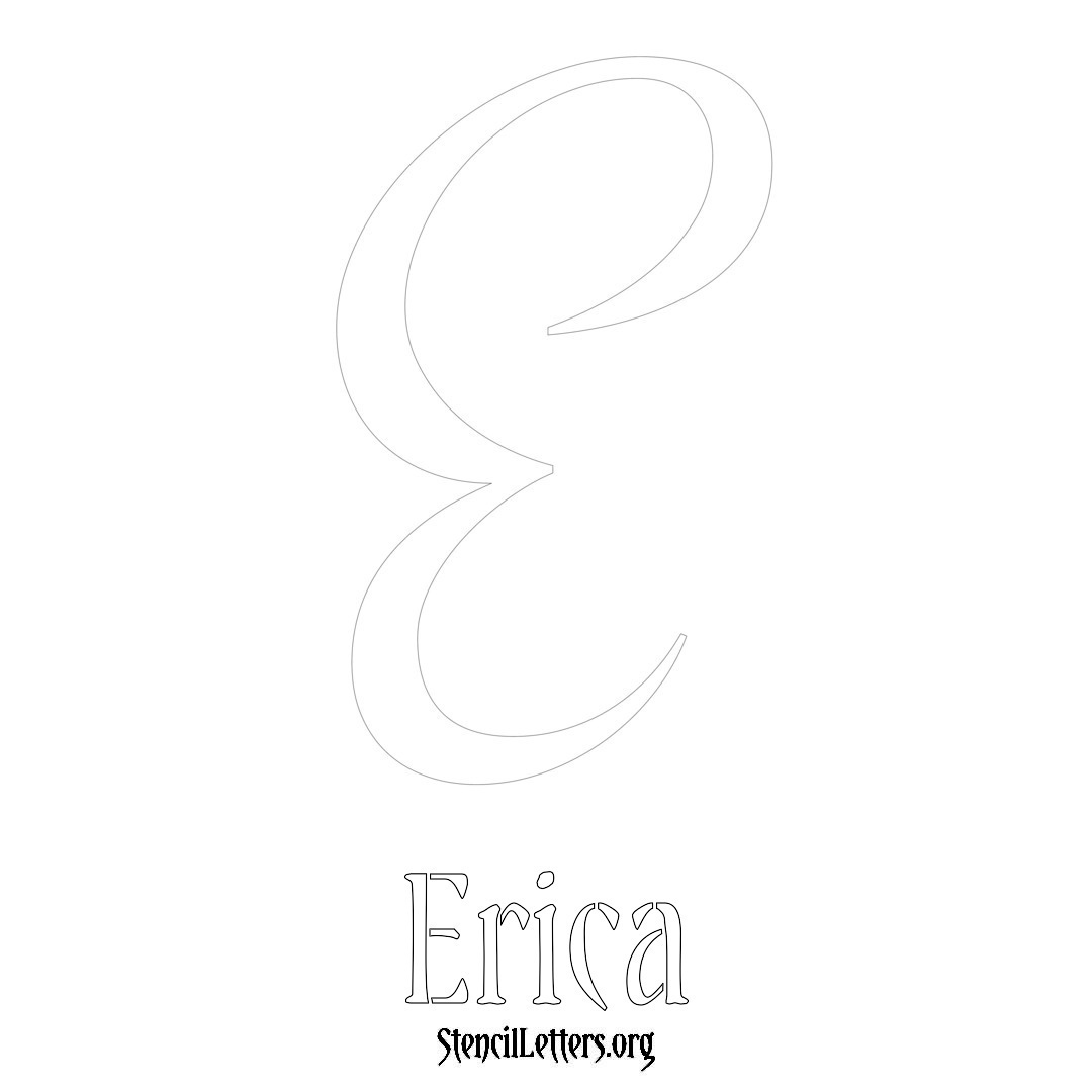 Erica printable name initial stencil in Vintage Brush Lettering
