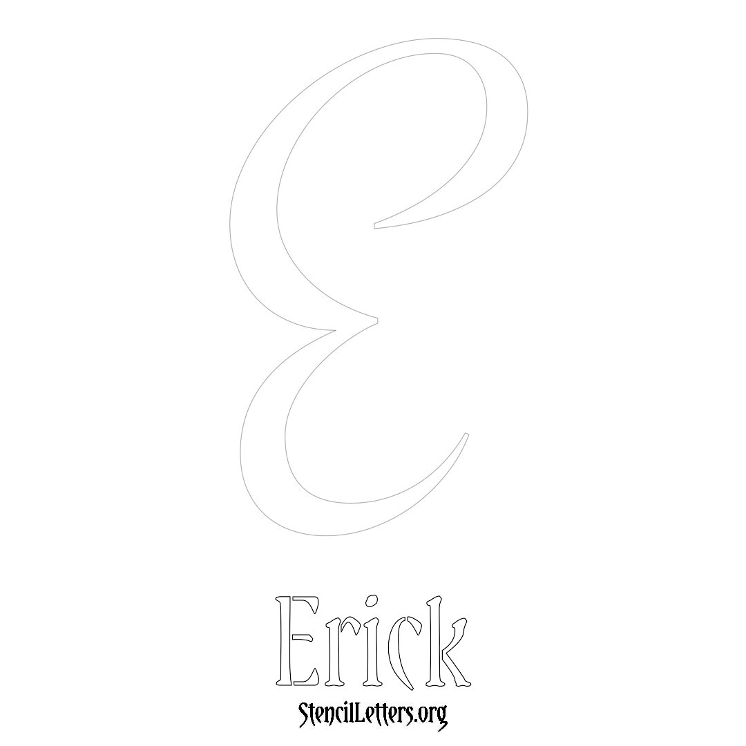 Erick printable name initial stencil in Vintage Brush Lettering