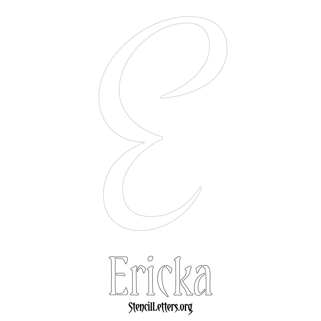 Ericka printable name initial stencil in Vintage Brush Lettering