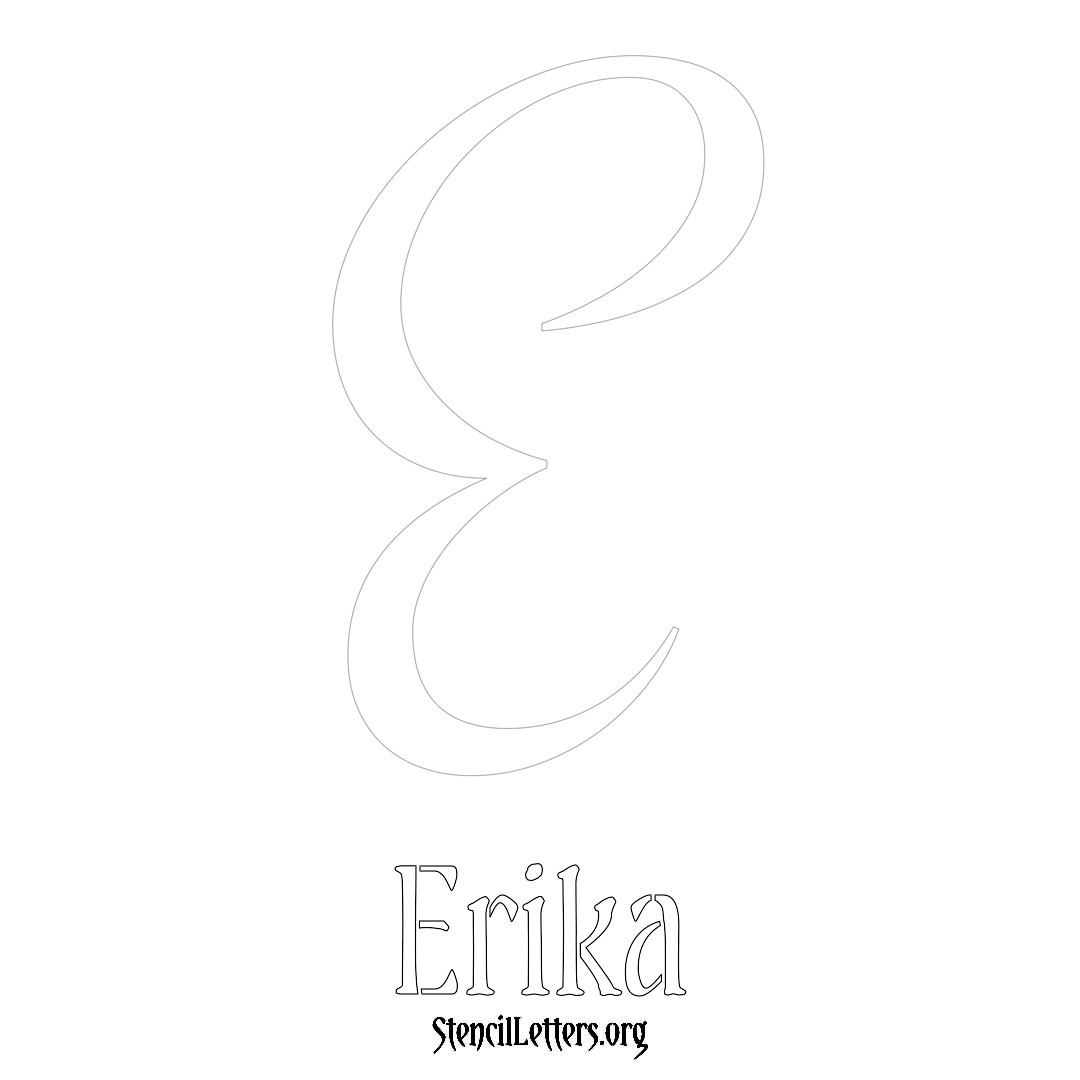 Erika printable name initial stencil in Vintage Brush Lettering