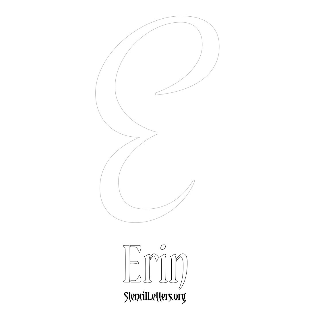 Erin printable name initial stencil in Vintage Brush Lettering