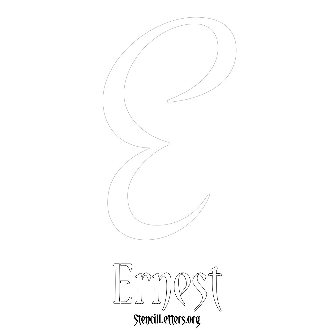 Ernest printable name initial stencil in Vintage Brush Lettering