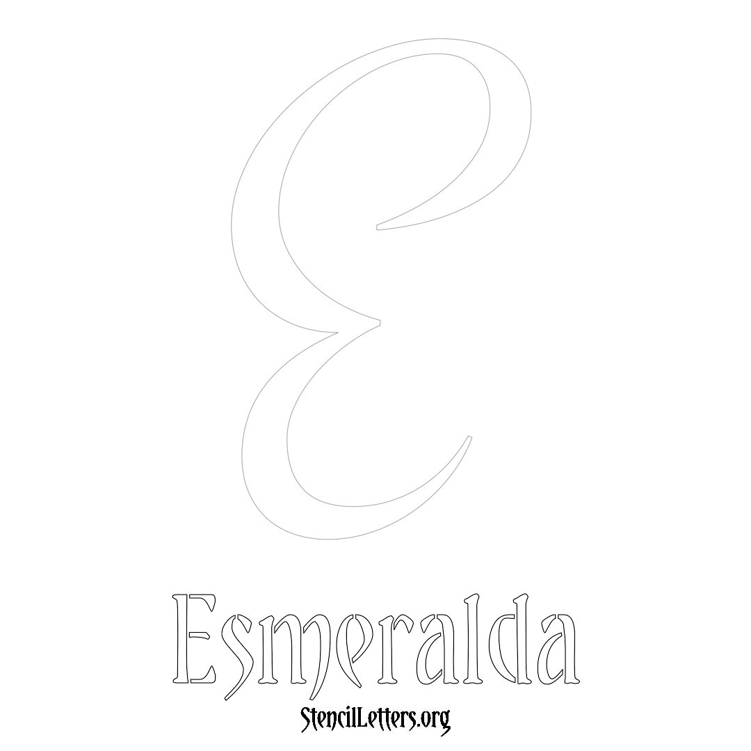 Esmeralda printable name initial stencil in Vintage Brush Lettering