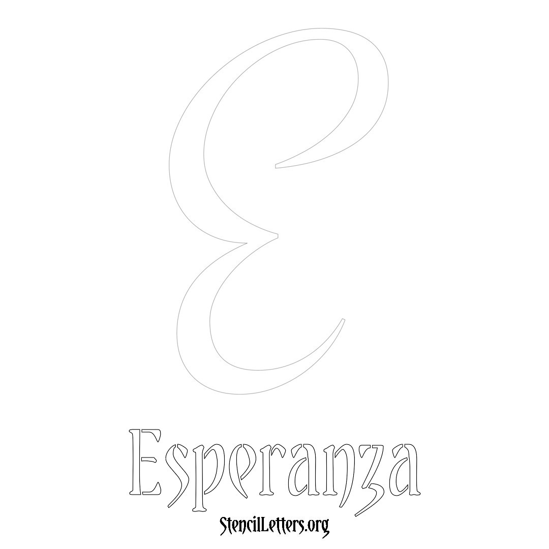 Esperanza printable name initial stencil in Vintage Brush Lettering